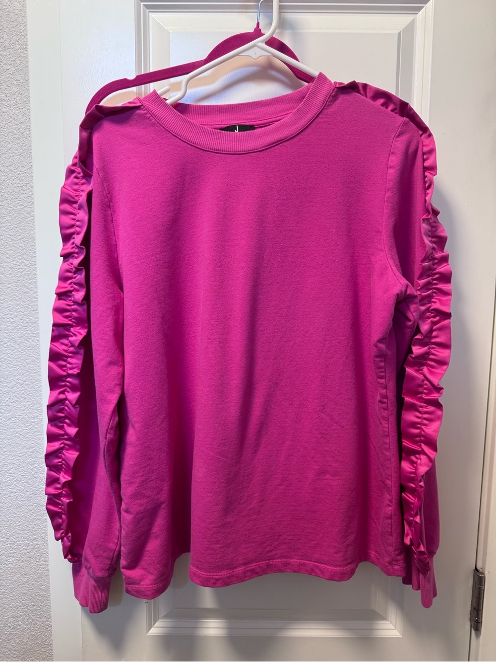 Jason Wu women’s size M Hot Pink Ruffle-Trim Crewneck Sweatshirt